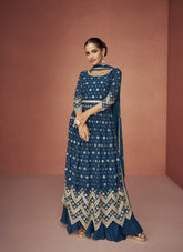 Real Georgette Fancy Embroidered Salwar Suit in Blue